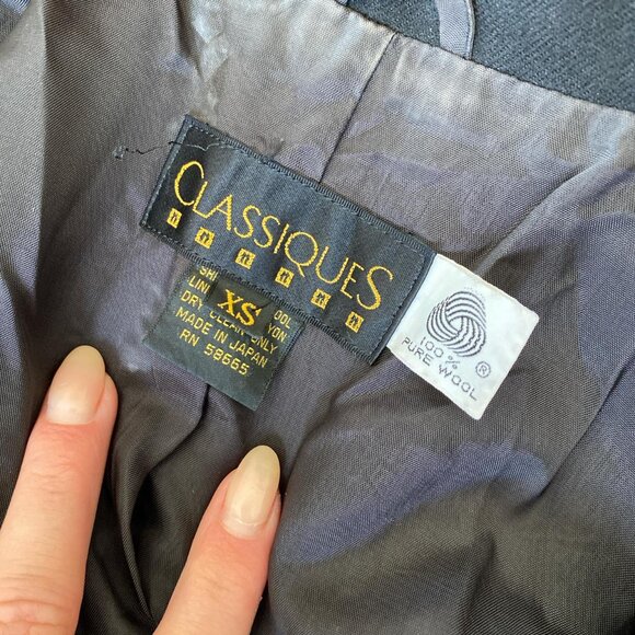 VINTAGE CLASSIQUES BLACK BLAZER MENS WOOL SIZE XS - Picture 8 of 8